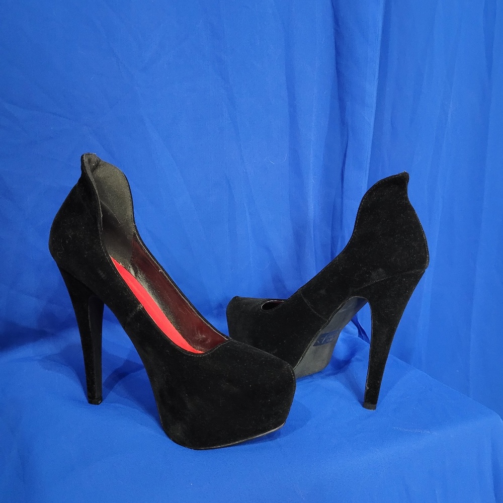 Qupid Velvet Platform Heels
